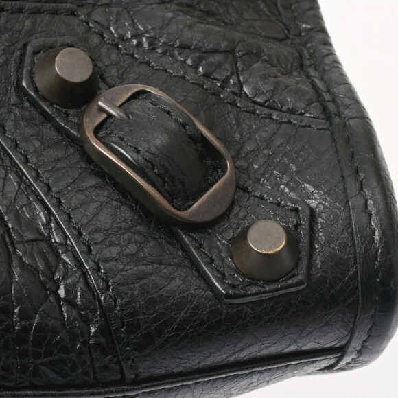 BALENCIAGA City Shoulder Bag Black Leather Handbag - Picture 10 of 11